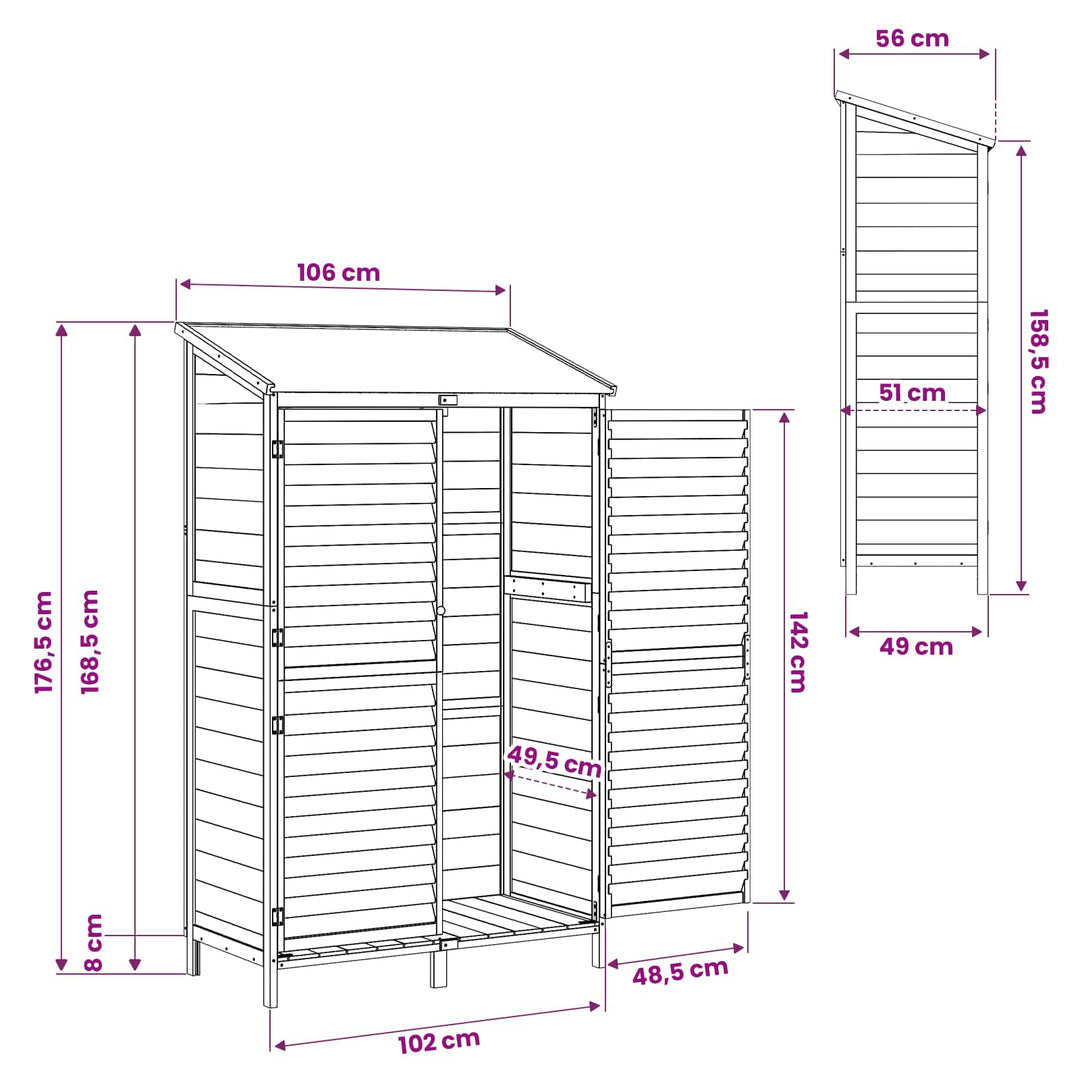 Have Skur Naturfarvet 106 x 56 x 176,5 cm Massivt Fyrretræ