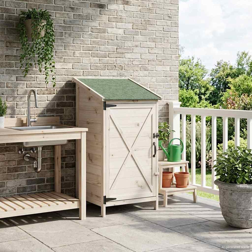 Have Skur med tag Hvid 59,5 x 56 x 113,5 cm Massivt Fyrretræ