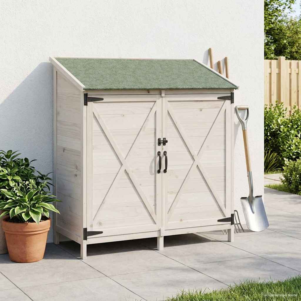 Have Skur med tag Hvid 106 x 56 x 113,5 cm Massivt Fyrretræ