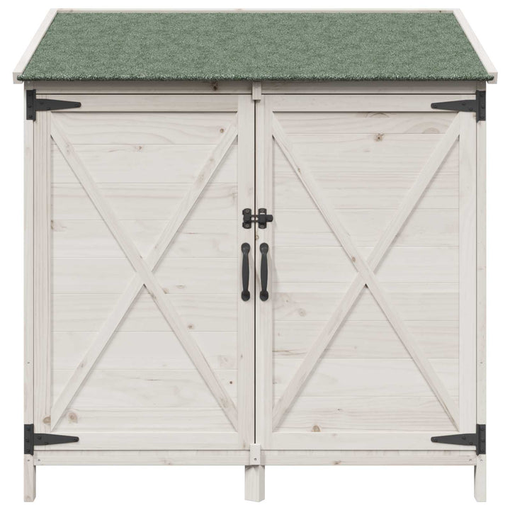 Have Skur med tag Hvid 106 x 56 x 113,5 cm Massivt Fyrretræ