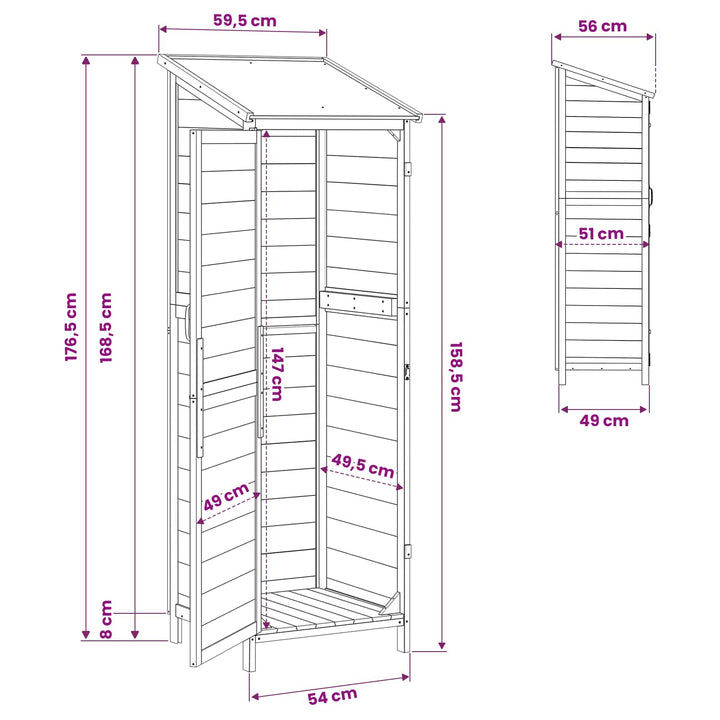Have Skur Hvid 59,5 x 56 x 176,5 cm Konstrueret træ