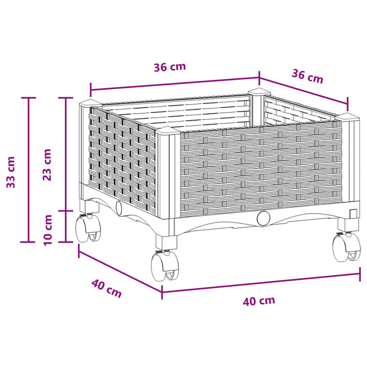 Havekrukke med hjul Brun 40 x 40 x 29 cm PP