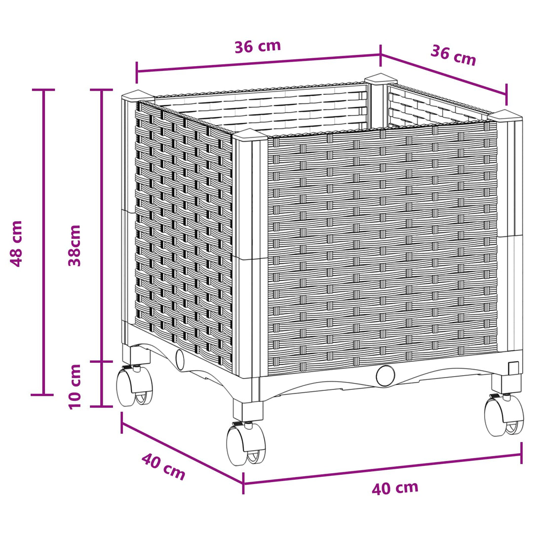 Havekrukke med hjul Brun 40 x 40 x 44 cm PP