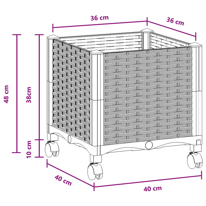 Havekrukke med hjul Brun 40 x 40 x 44 cm PP