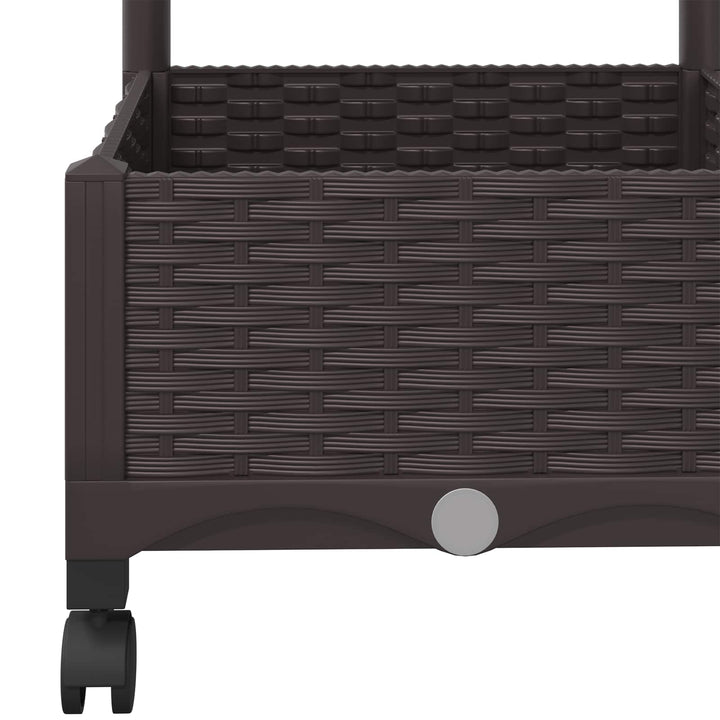 Haveplantekasse med espalier og hjul Brun 40 x 40 x 131,5 cm PP