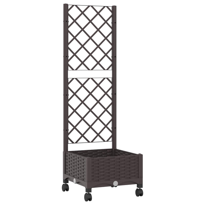 Haveplantekasse med espalier og hjul Brun 40 x 40 x 131,5 cm PP