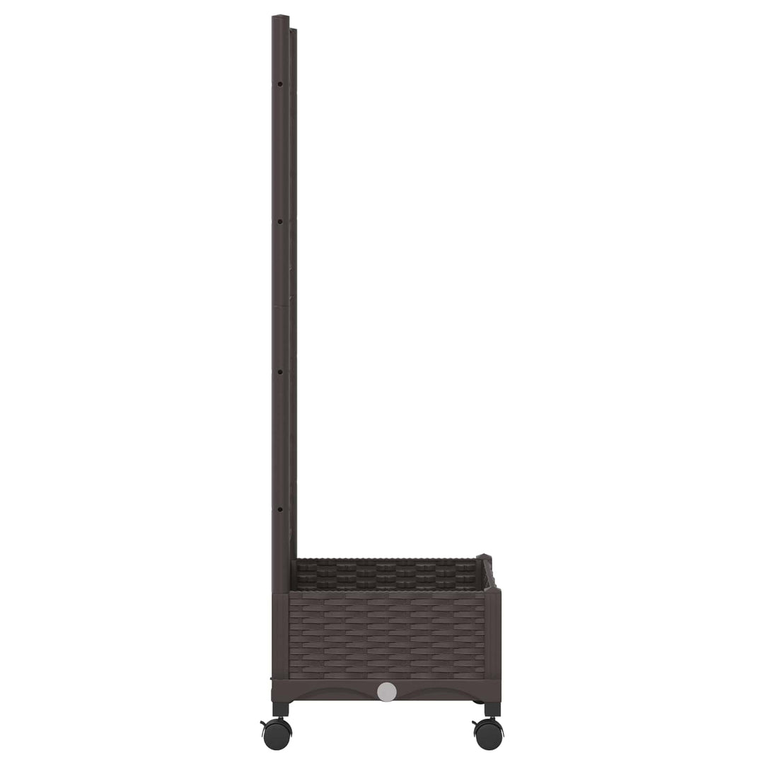 Haveplantekasse med espalier og hjul Brun 40 x 40 x 131,5 cm PP