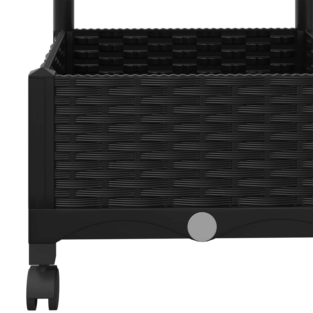 Haveplantekasse med espalier og hjul Sort 40 x 40 x 131,5 cm PP