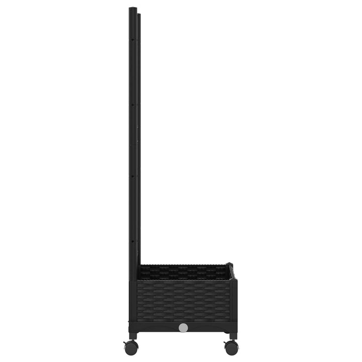 Haveplantekasse med espalier og hjul Sort 40 x 40 x 131,5 cm PP