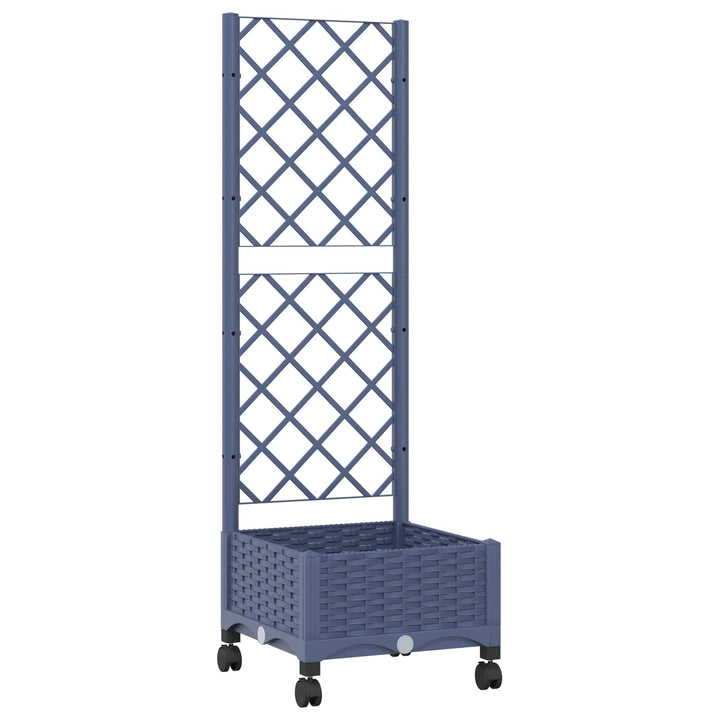 Haveplantekasse med espalier og hjul Blå Grå 40 x 40 x 131,5 cm