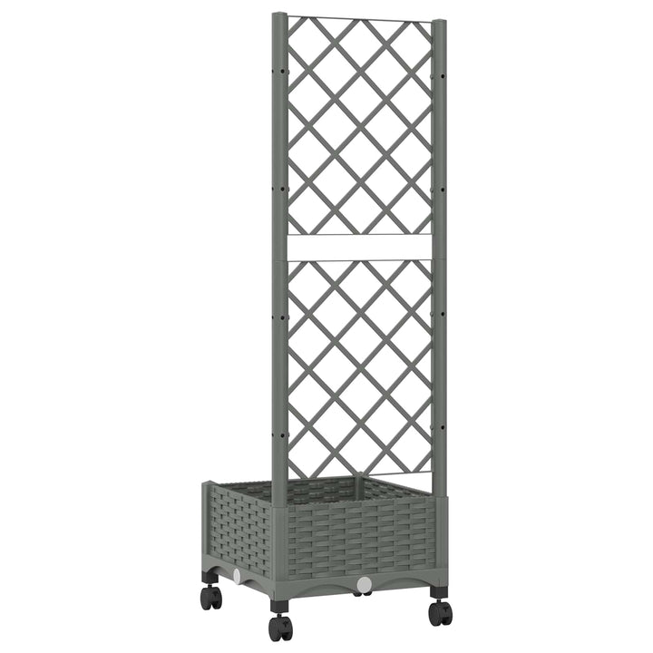 Haveplantekasse med espalier og hjul Lysegrå 40 x 40 x 131,5 cm