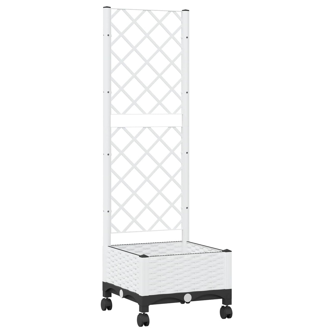 Haveplantekasse med espalier og hjul Hvid 40 x 40 x 131,5 cm PP