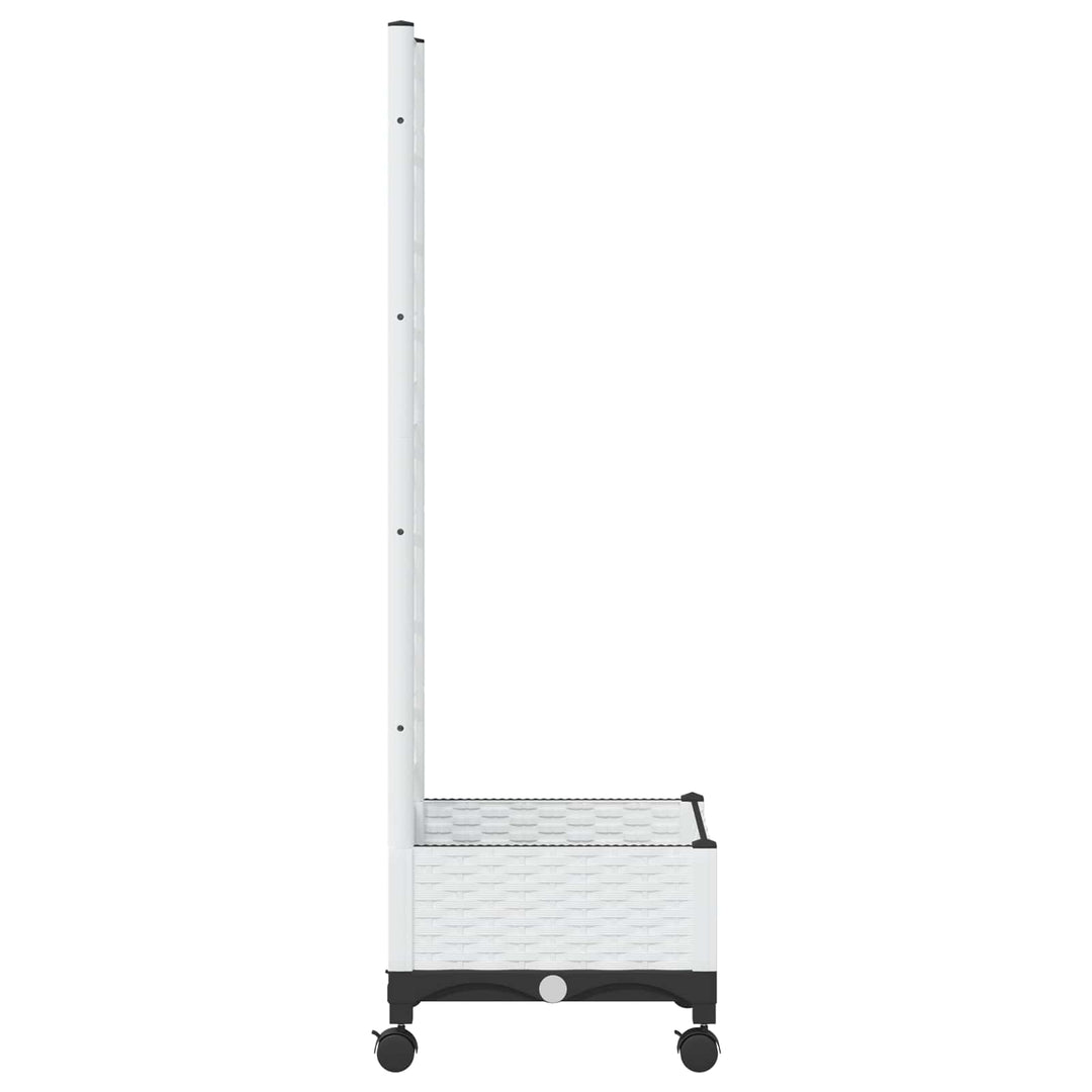Haveplantekasse med espalier og hjul Hvid 40 x 40 x 131,5 cm PP