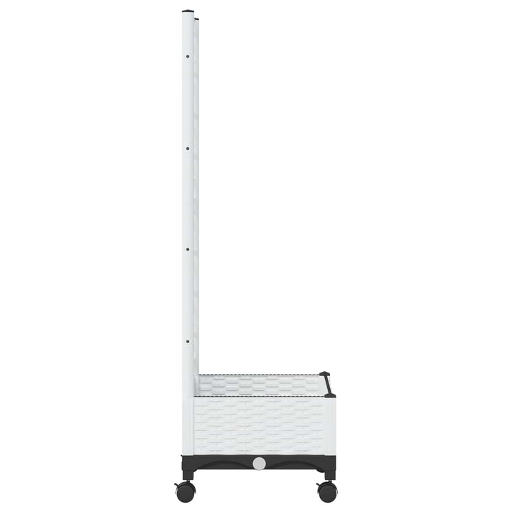 Haveplantekasse med espalier og hjul Hvid 40 x 40 x 131,5 cm PP
