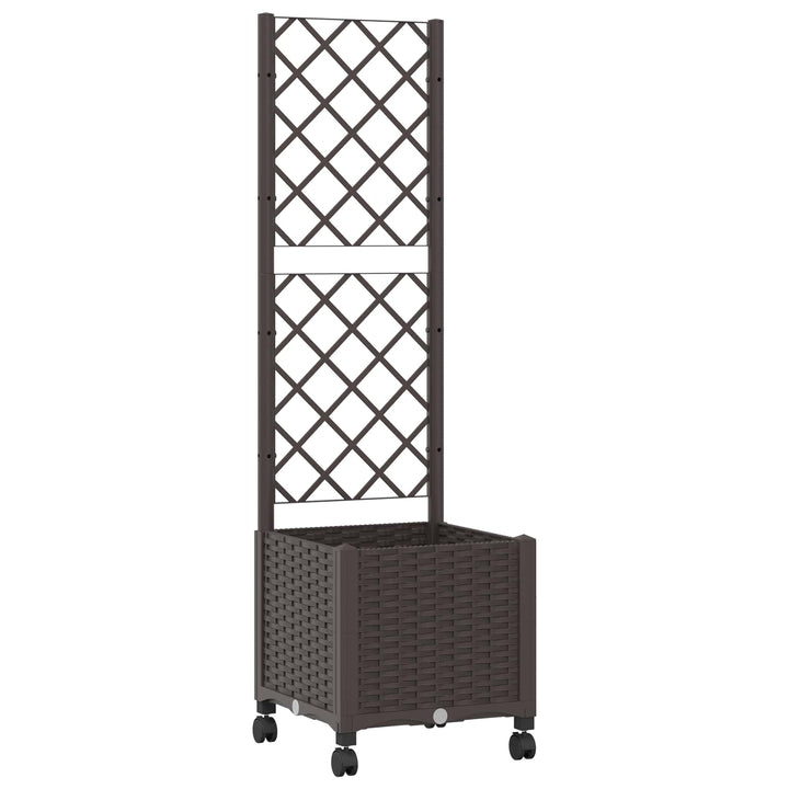 Haveplantekasse med espalier og hjul Brun 40 x 40 x 146 cm PP