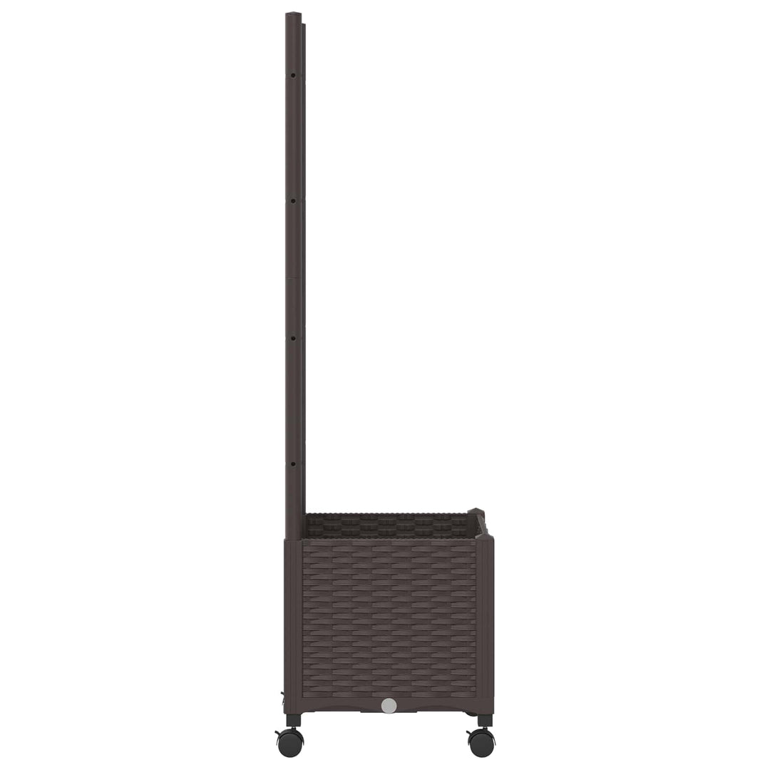 Haveplantekasse med espalier og hjul Brun 40 x 40 x 146 cm PP