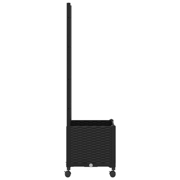 Haveplantekasse med espalier og hjul Sort 40 x 40 x 146 cm PP