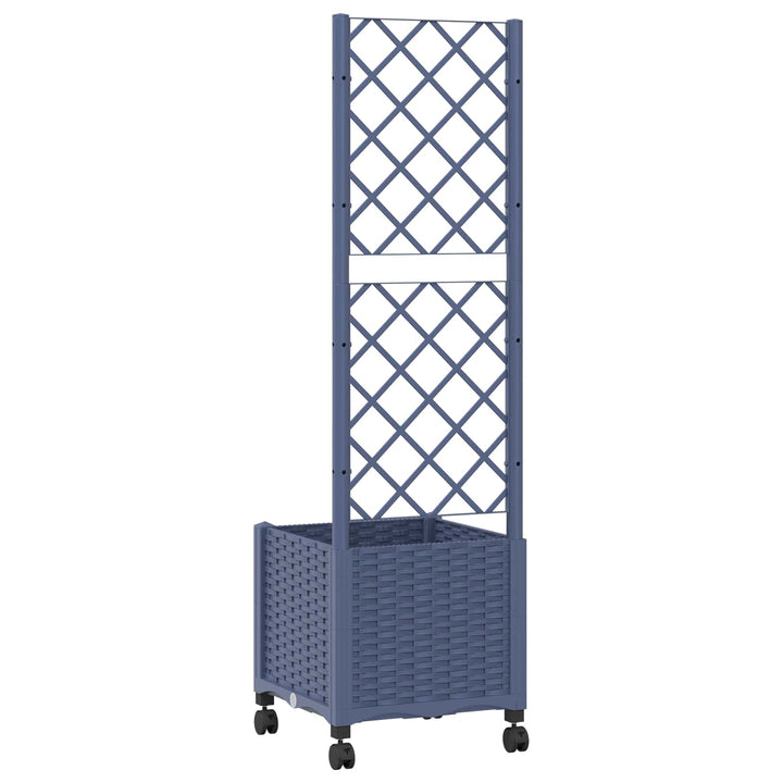 Haveplantekasse med espalier og hjul Blå Grå 40 x 40 x 146 cm