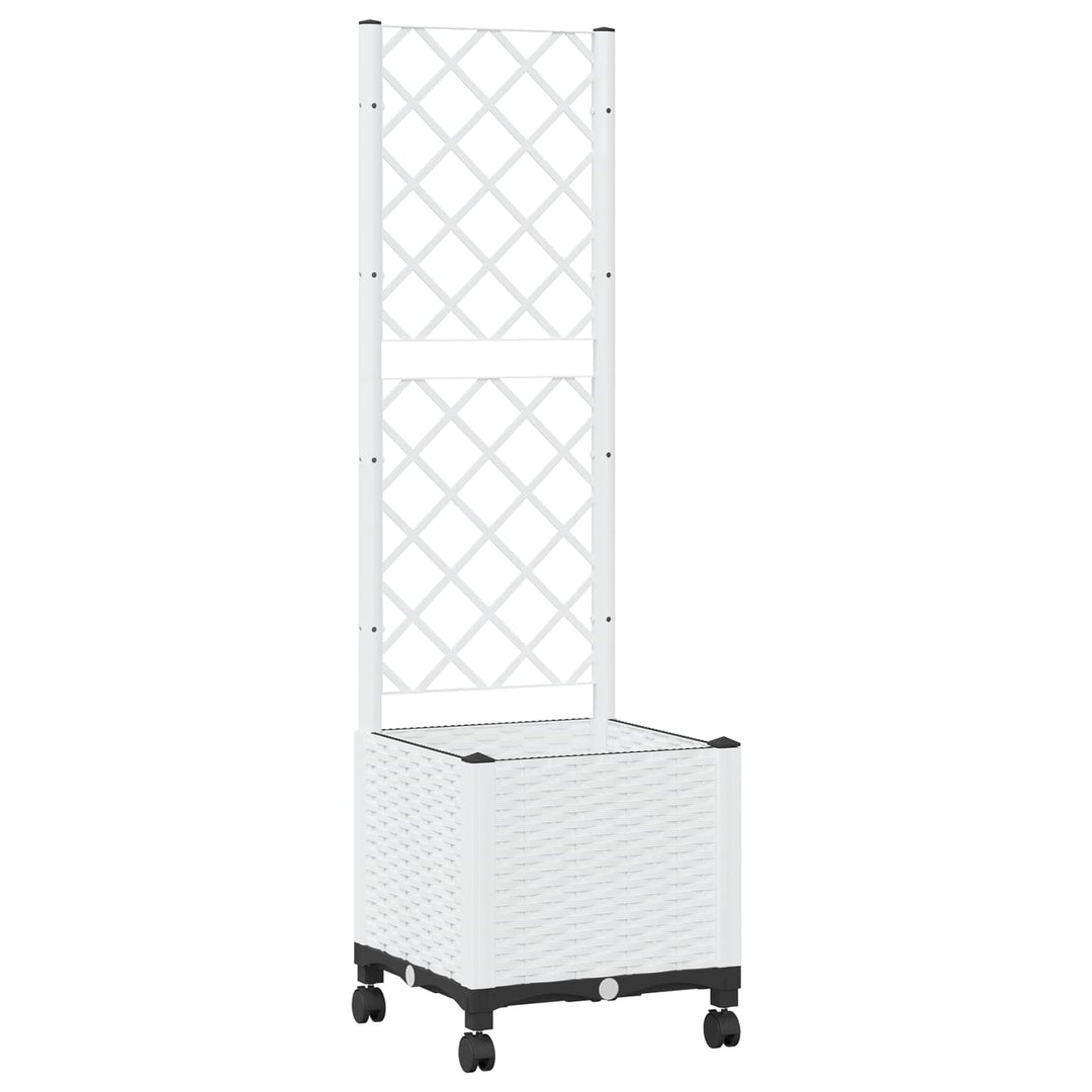Haveplantekasse med espalier og hjul Hvid 40 x 40 x 146 cm PP