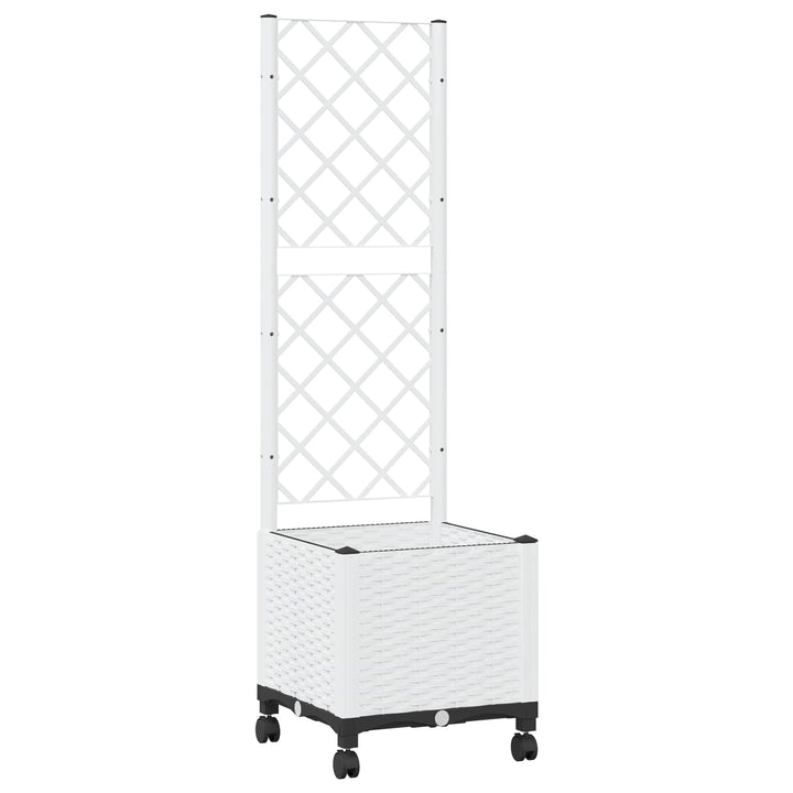 Haveplantekasse med espalier og hjul Hvid 40 x 40 x 146 cm PP