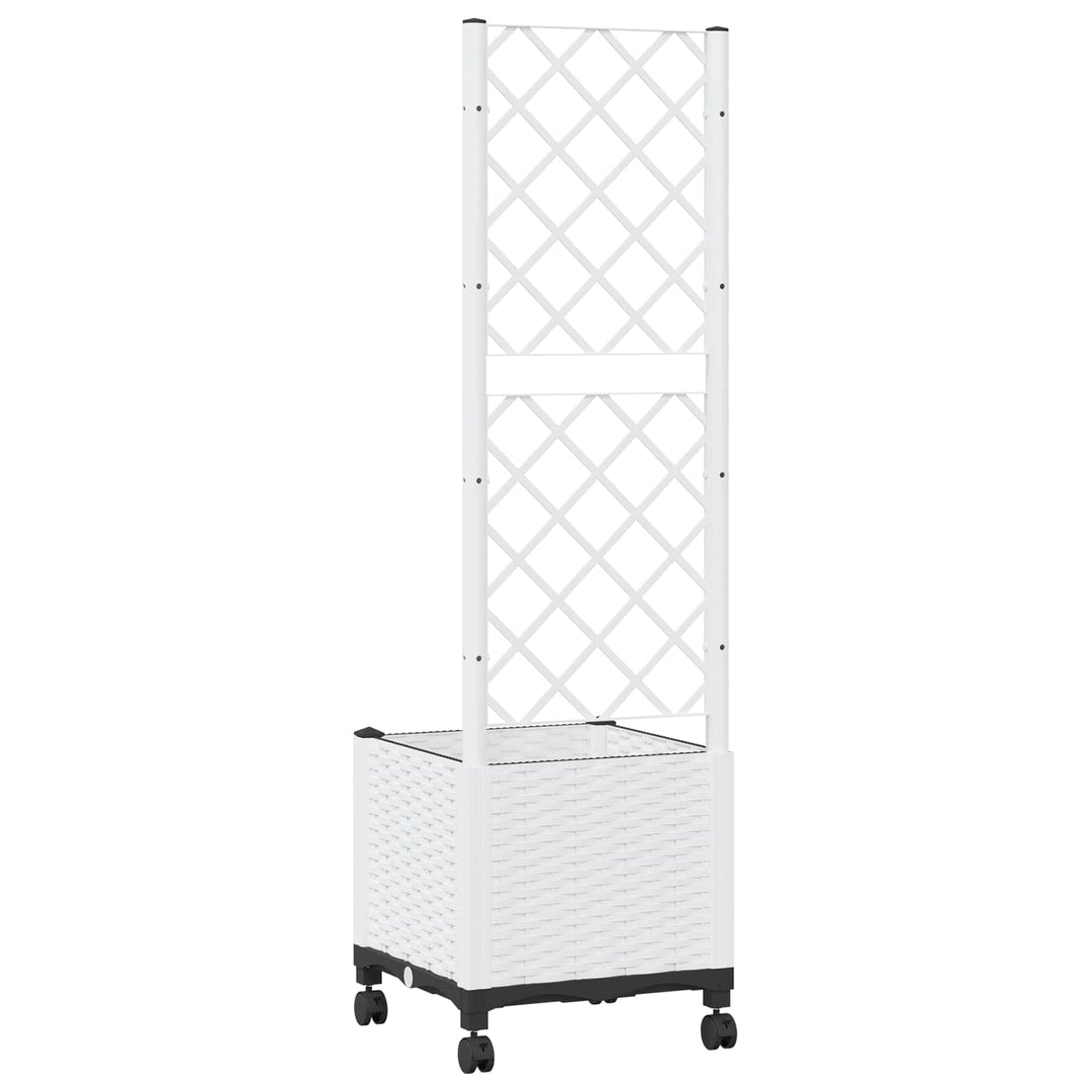 Haveplantekasse med espalier og hjul Hvid 40 x 40 x 146 cm PP