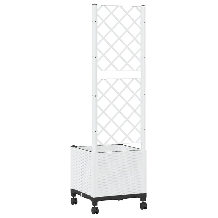 Haveplantekasse med espalier og hjul Hvid 40 x 40 x 146 cm PP