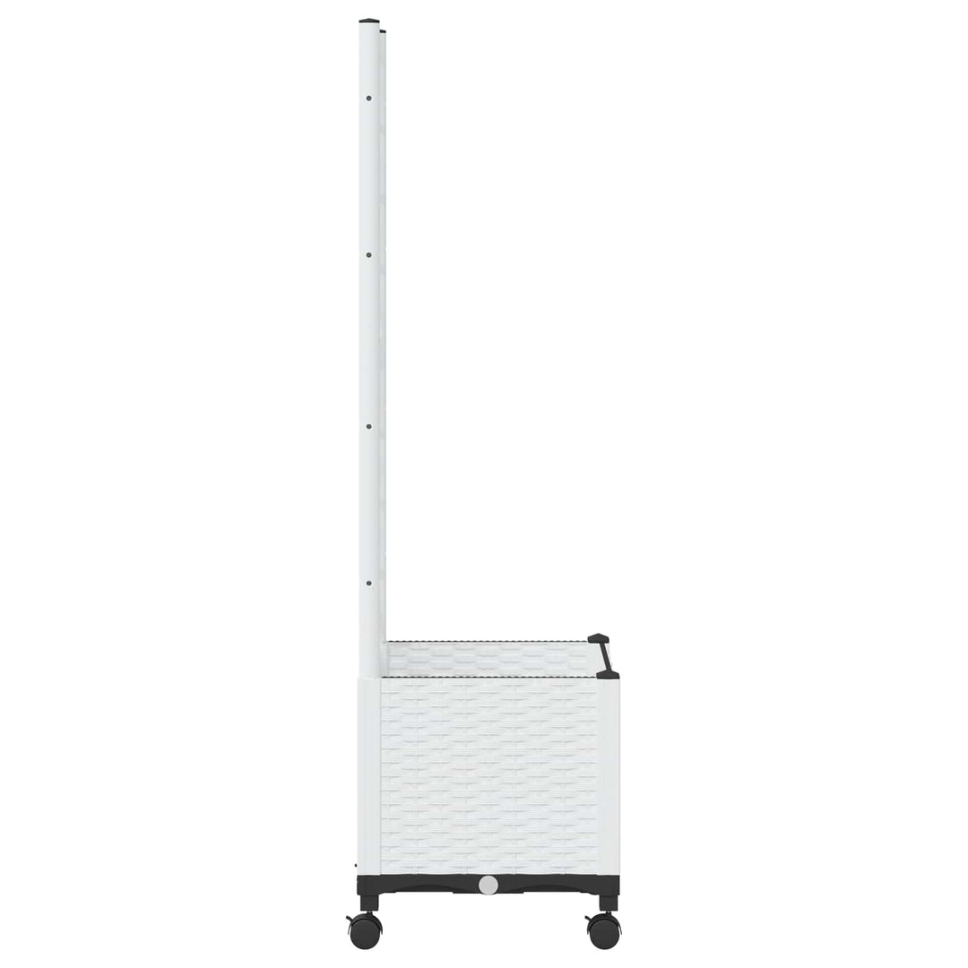 Haveplantekasse med espalier og hjul Hvid 40 x 40 x 146 cm PP