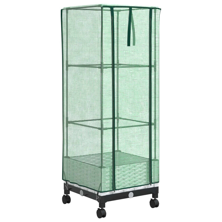 Haveplantekasse med drivhusdække og hjul Hvid 40 x 40 x 129 cm