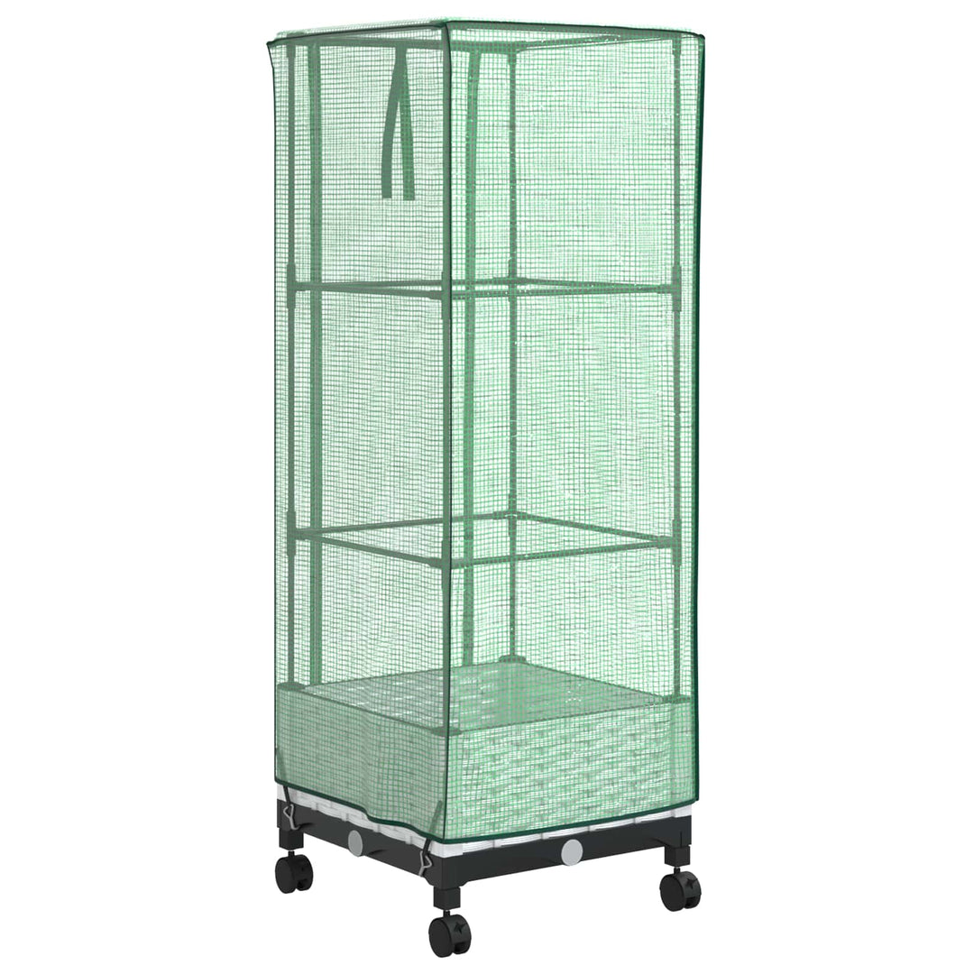 Haveplantekasse med drivhusdække og hjul Hvid 40 x 40 x 129 cm