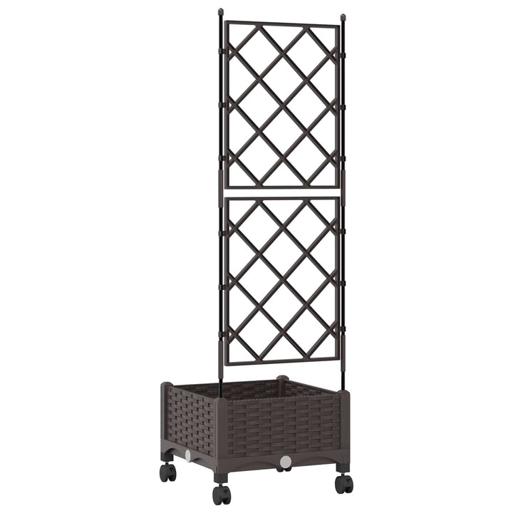 Haveplantekasse med espalier og hjul Brun 40 x 40 x 131,5 cm PP