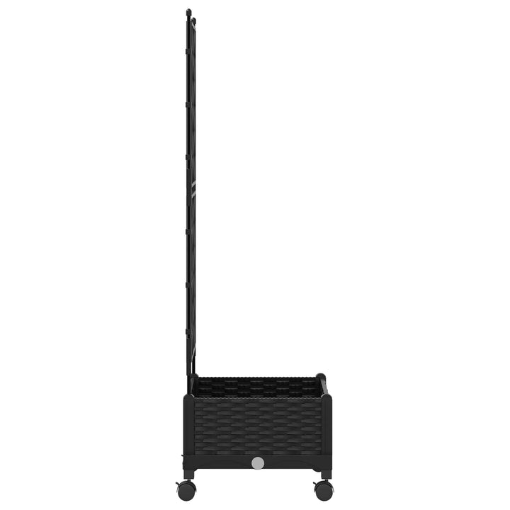 Haveplantekasse med espalier og hjul Sort 40 x 40 x 131,5 cm PP