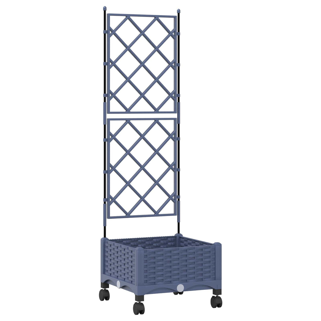 Haveplantekasse med espalier og hjul Grå 40 x 40 x 131,5 cm PP