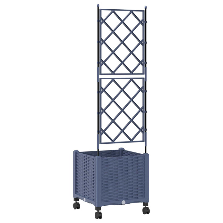 Haveplantekasse med espalier og hjul Grå 40 x 40 x 149 cm PP