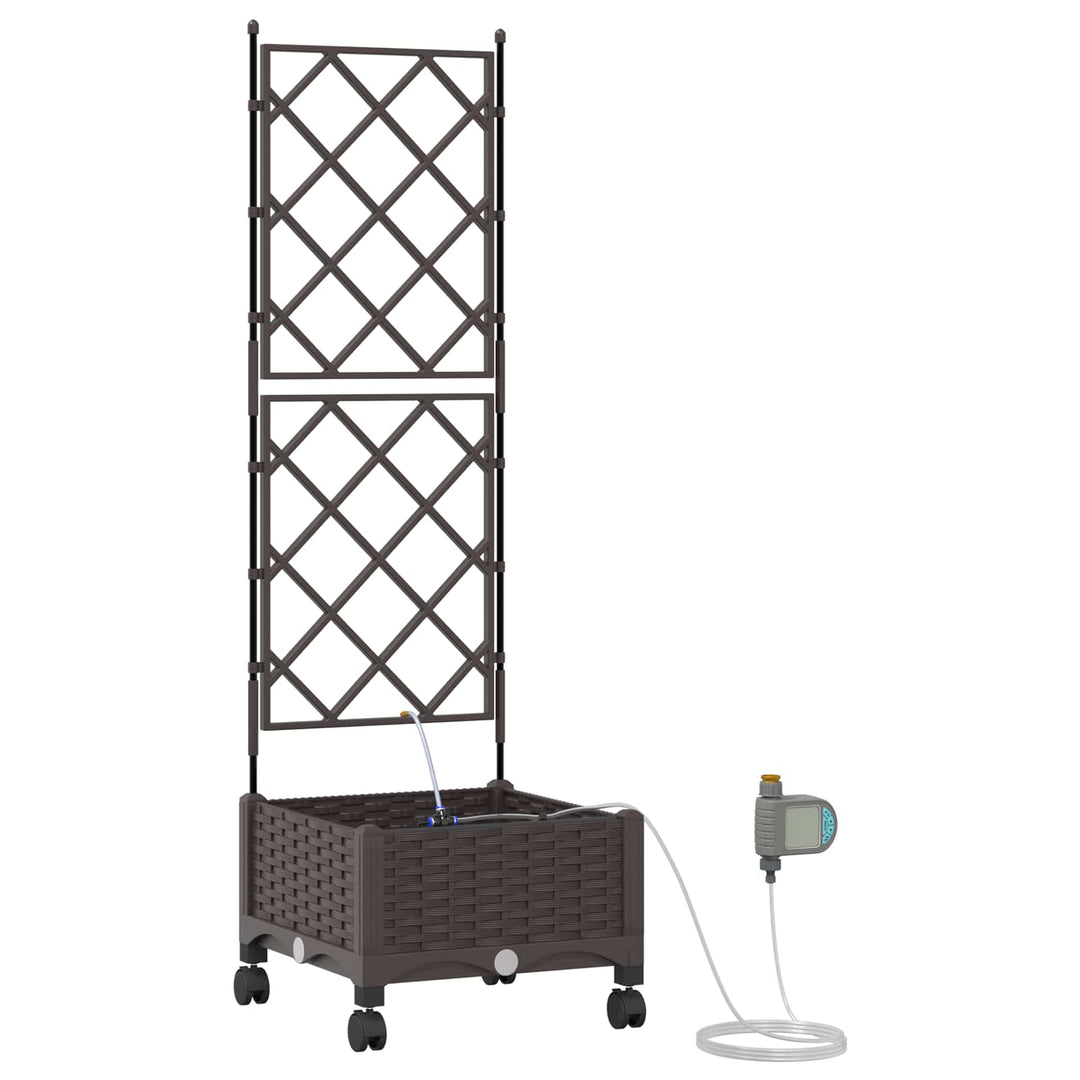 Havekrukke med vanding og hjul Brun 40 x 40 x 132 cm PP
