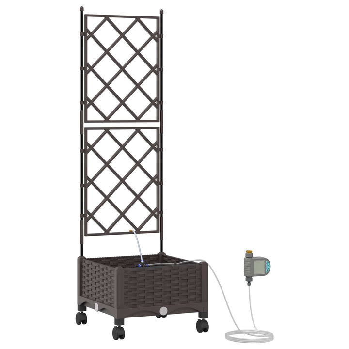 Havekrukke med vanding og hjul Brun 40 x 40 x 132 cm PP