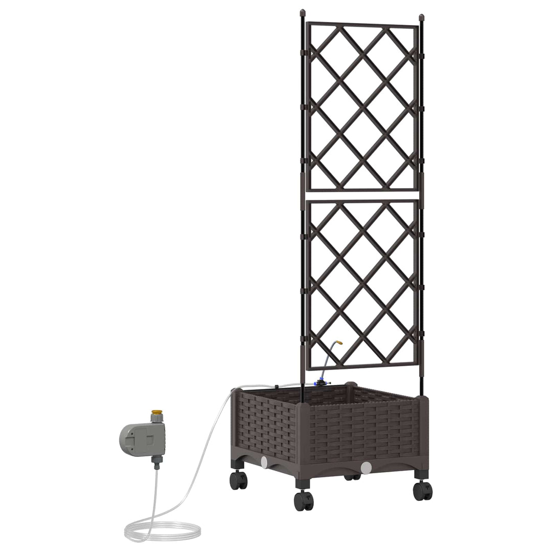 Havekrukke med vanding og hjul Brun 40 x 40 x 132 cm PP