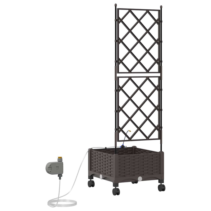 Havekrukke med vanding og hjul Brun 40 x 40 x 132 cm PP
