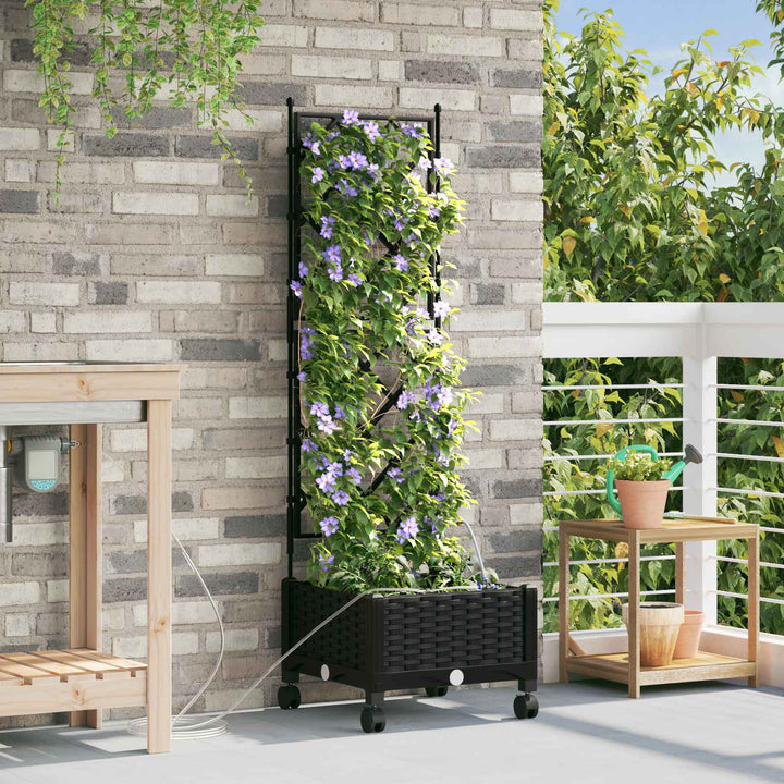 Havekrukke med vanding og hjul Sort 40 x 40 x 132 cm PP