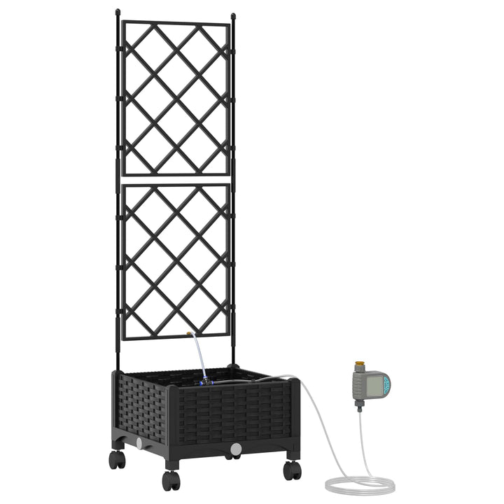 Havekrukke med vanding og hjul Sort 40 x 40 x 132 cm PP