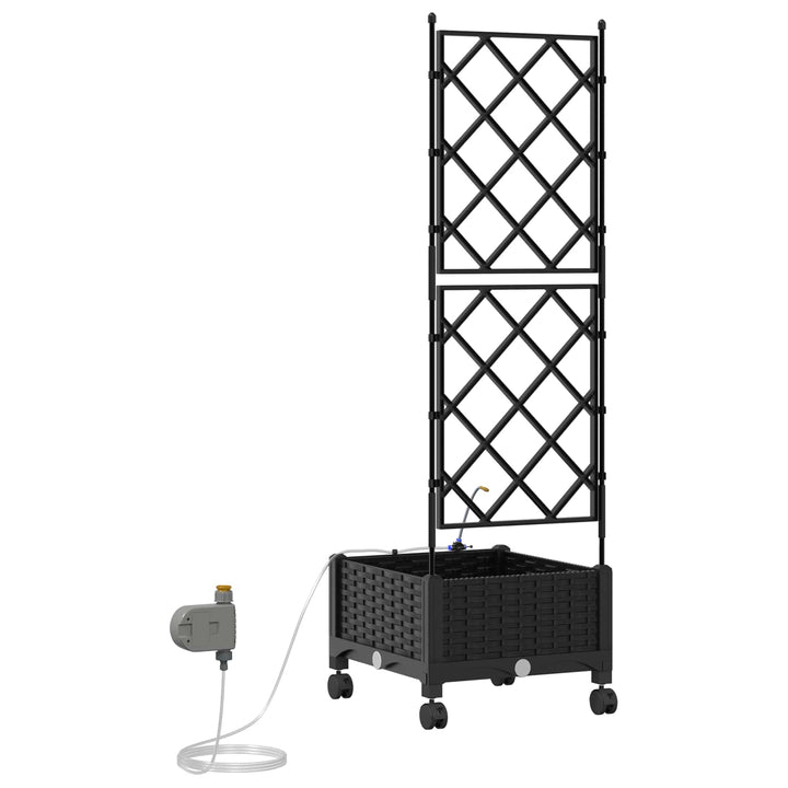 Havekrukke med vanding og hjul Sort 40 x 40 x 132 cm PP