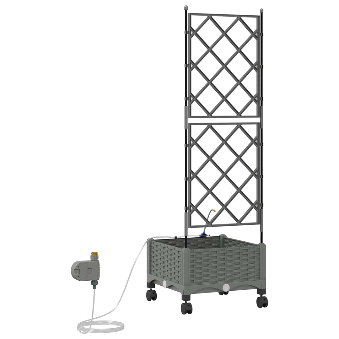 Havekrukke med vanding og hjul Lysegrå 40 x 40 x 132 cm PP