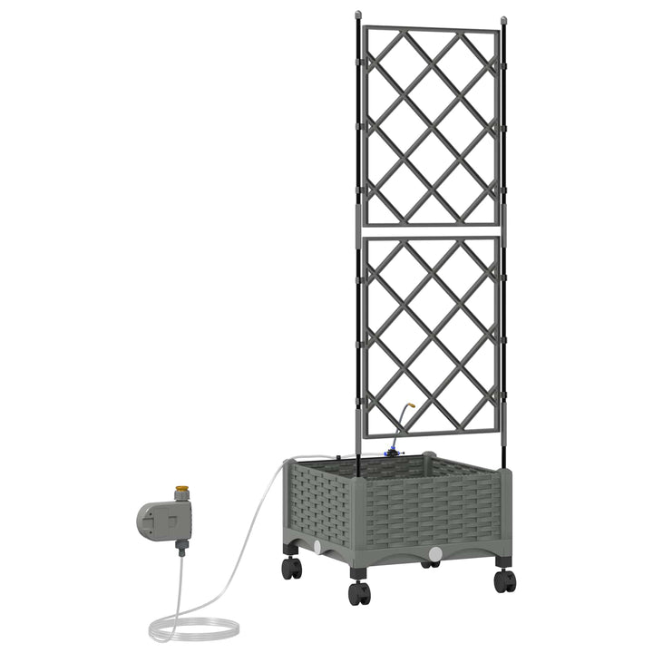 Havekrukke med vanding og hjul Lysegrå 40 x 40 x 132 cm PP