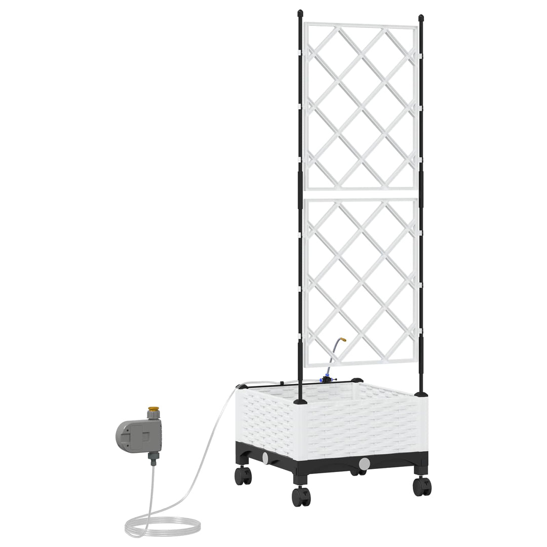 Havekrukke med vanding og hjul Hvid 40 x 40 x 132 cm PP