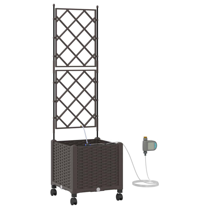 Havekrukke med vanding og hjul Brun 40 x 40 x 148 cm PP