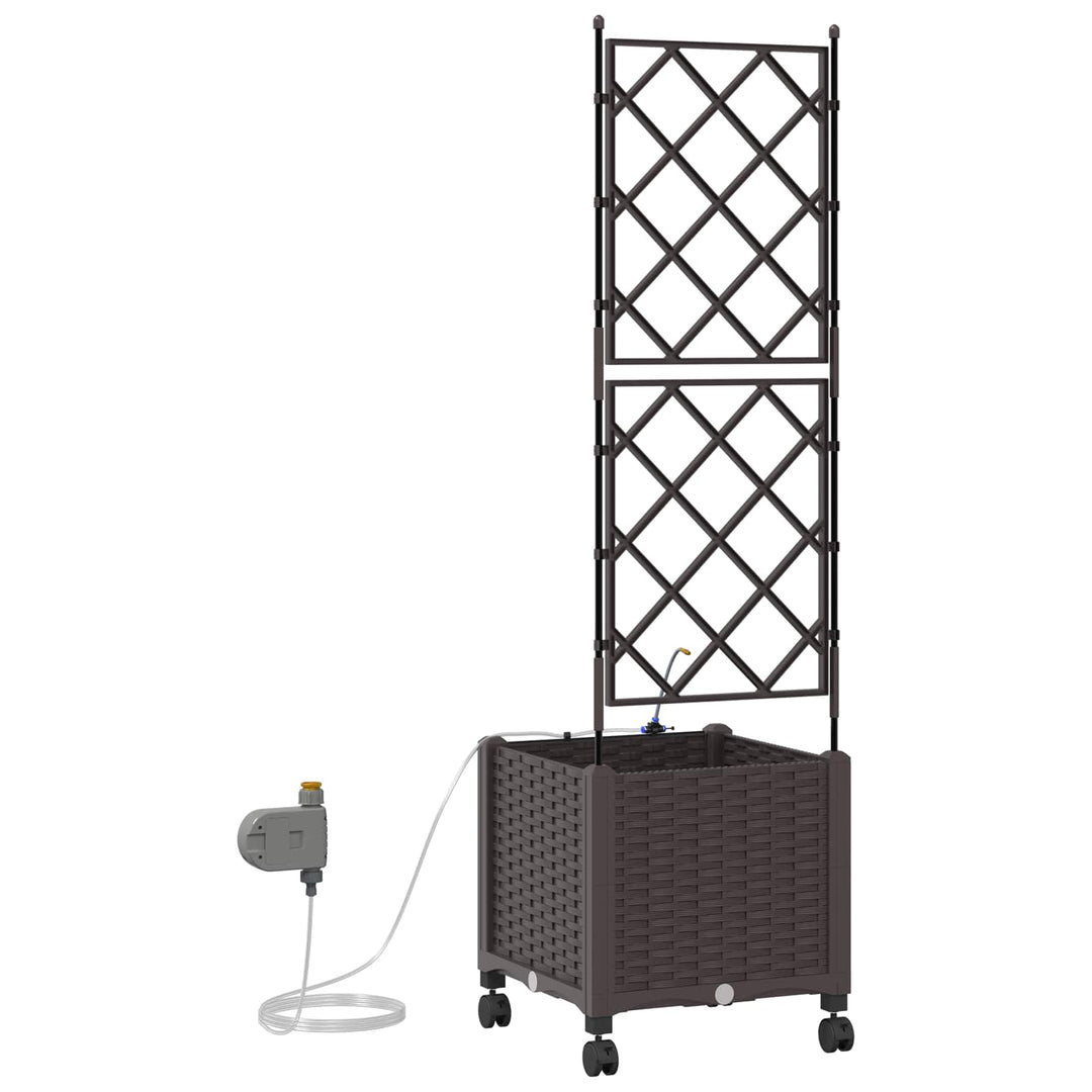 Havekrukke med vanding og hjul Brun 40 x 40 x 148 cm PP