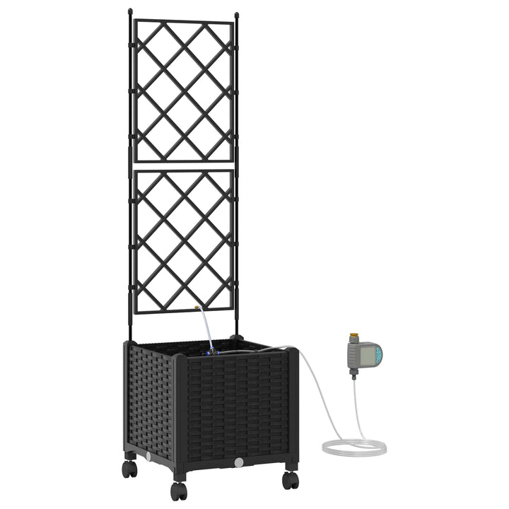 Havekrukke med vanding og hjul Sort 40 x 40 x 148 cm PP