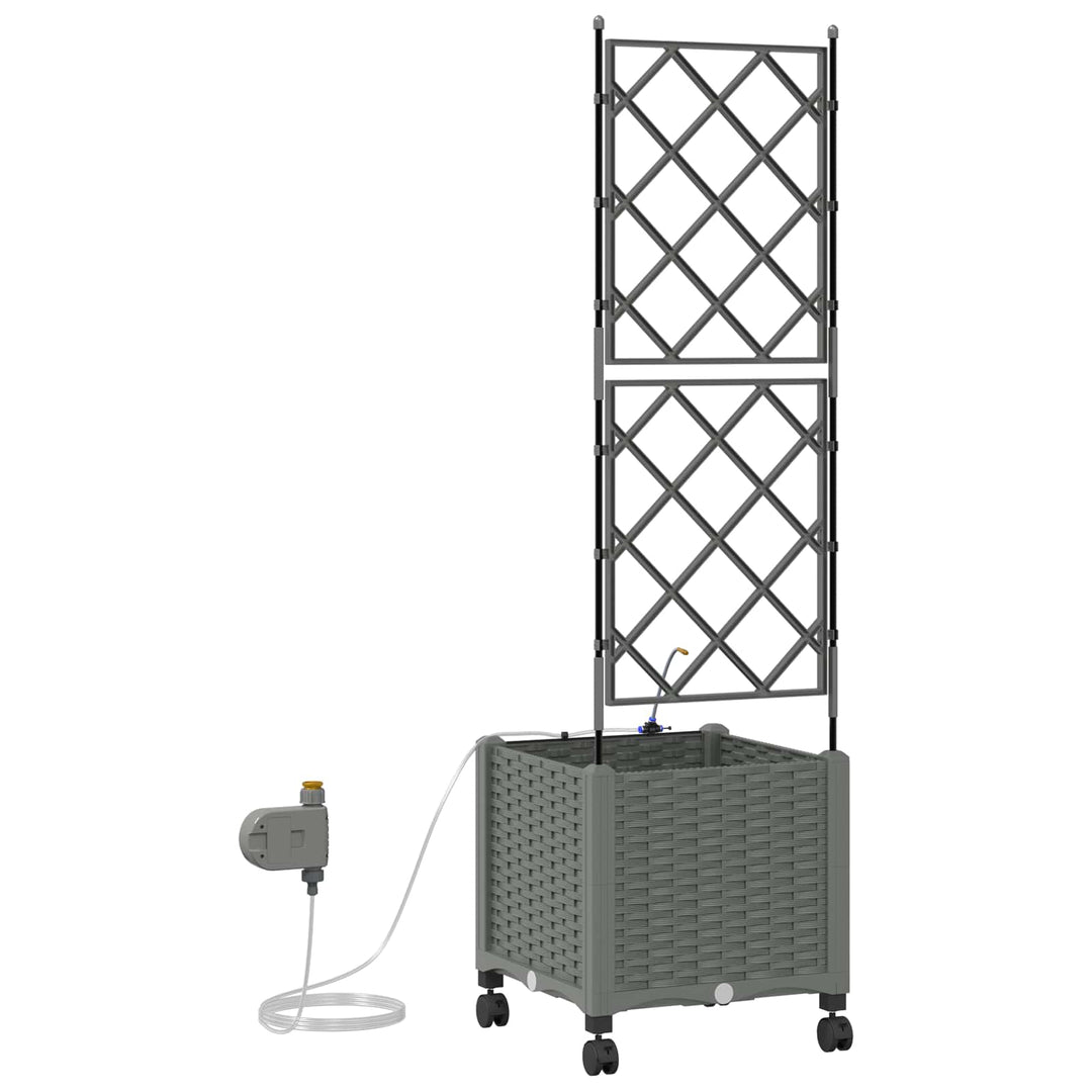 Havekrukke med vanding og hjul Lysegrå 40 x 40 x 148 cm PP