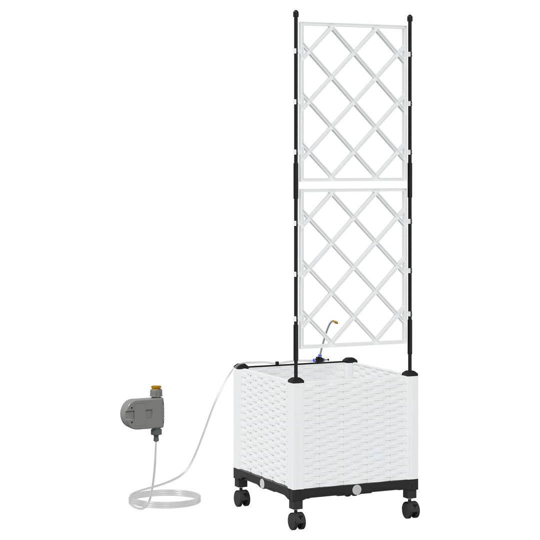 Havekrukke med vanding og hjul Hvid 40 x 40 x 148 cm PP