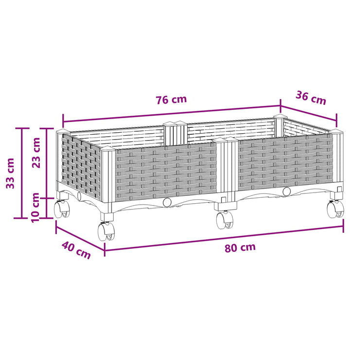 Havekrukke med hjul Sort 80 x 40 x 29 cm PP