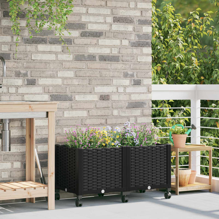 Havekrukke med hjul Sort 80 x 40 x 44 cm PP
